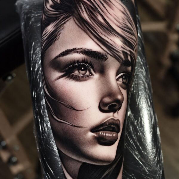 Schwarzgraues Portrait in Bewegung