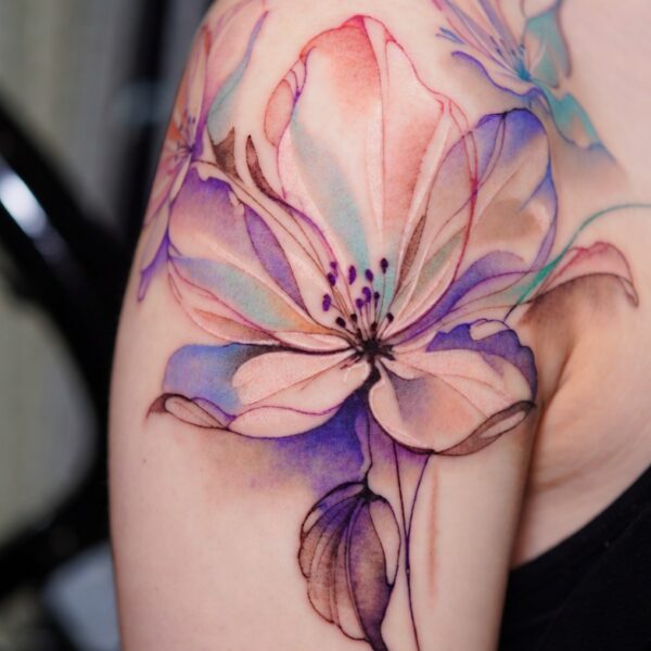 Aquarell Blumen – Schulter